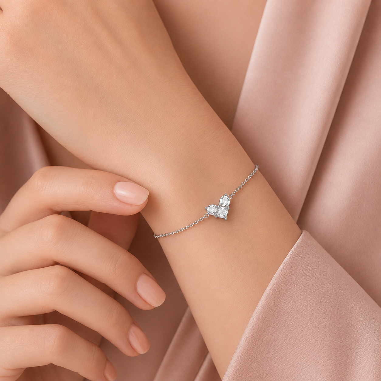 Diamond Armband "Mosaic Heart" - vergoldet, 16cm