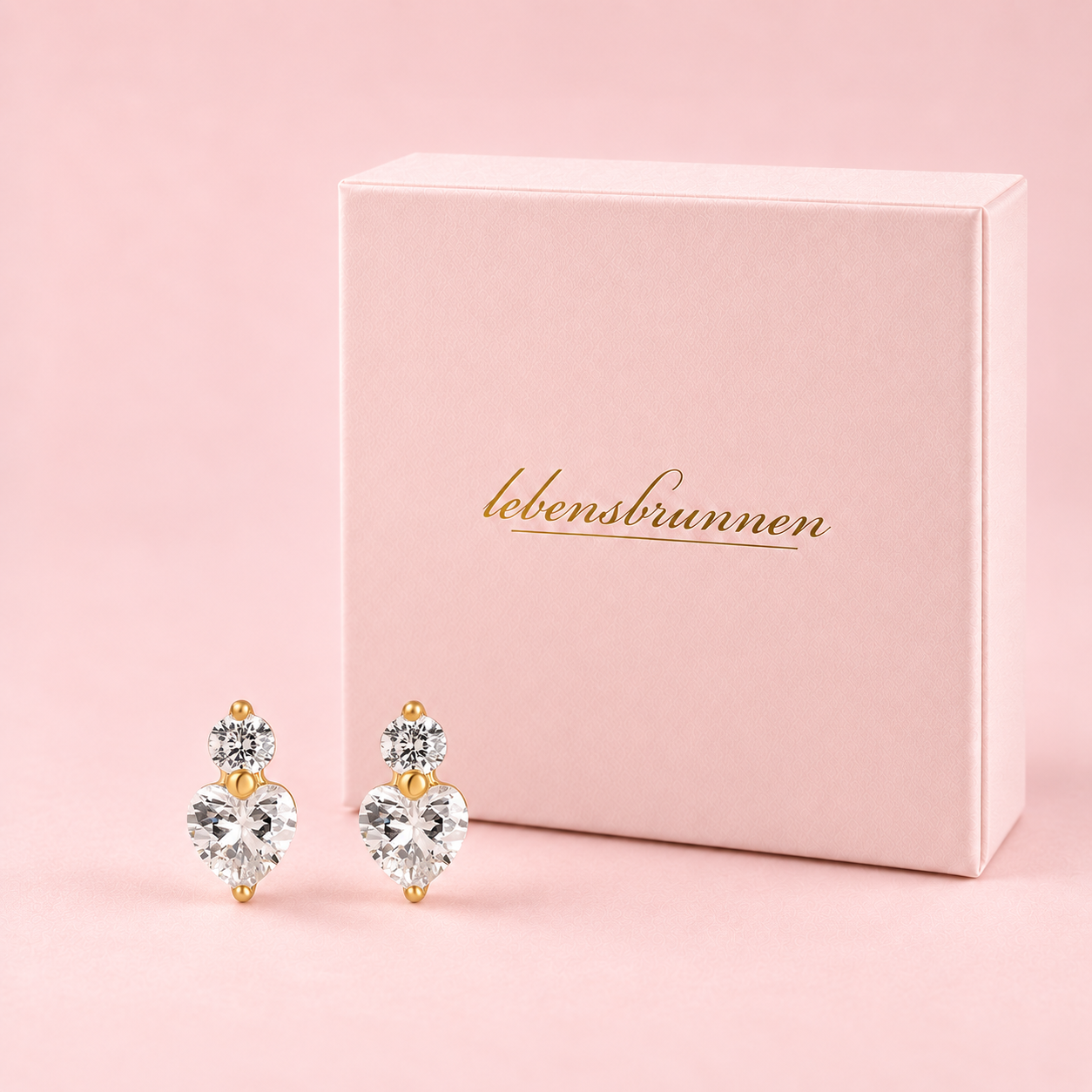 Zirkonia Ohrringe Kristall-Herz – vergoldet, 10 mm