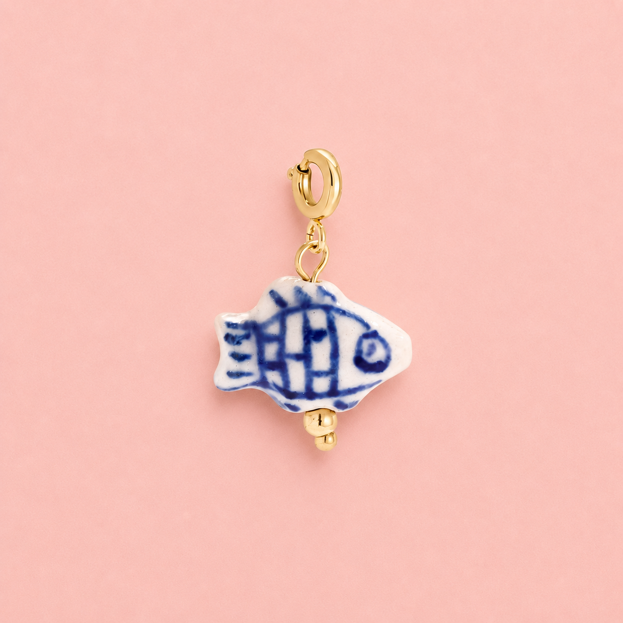 Schöner Pendant Charm Fisch - vergoldet, 18mm