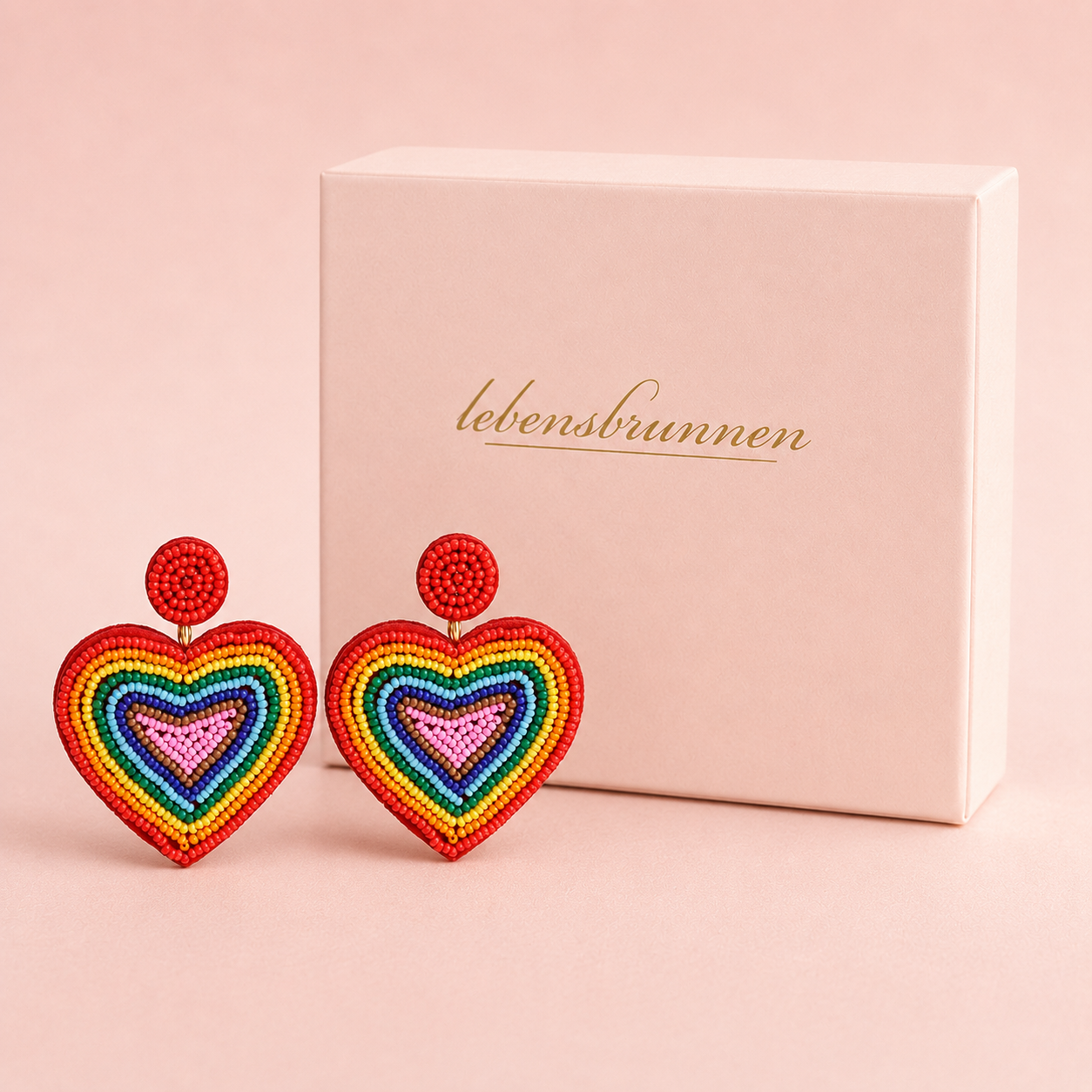 Regenbogen Ohrringe mit bunten Perlen "Pride" – 60 mm