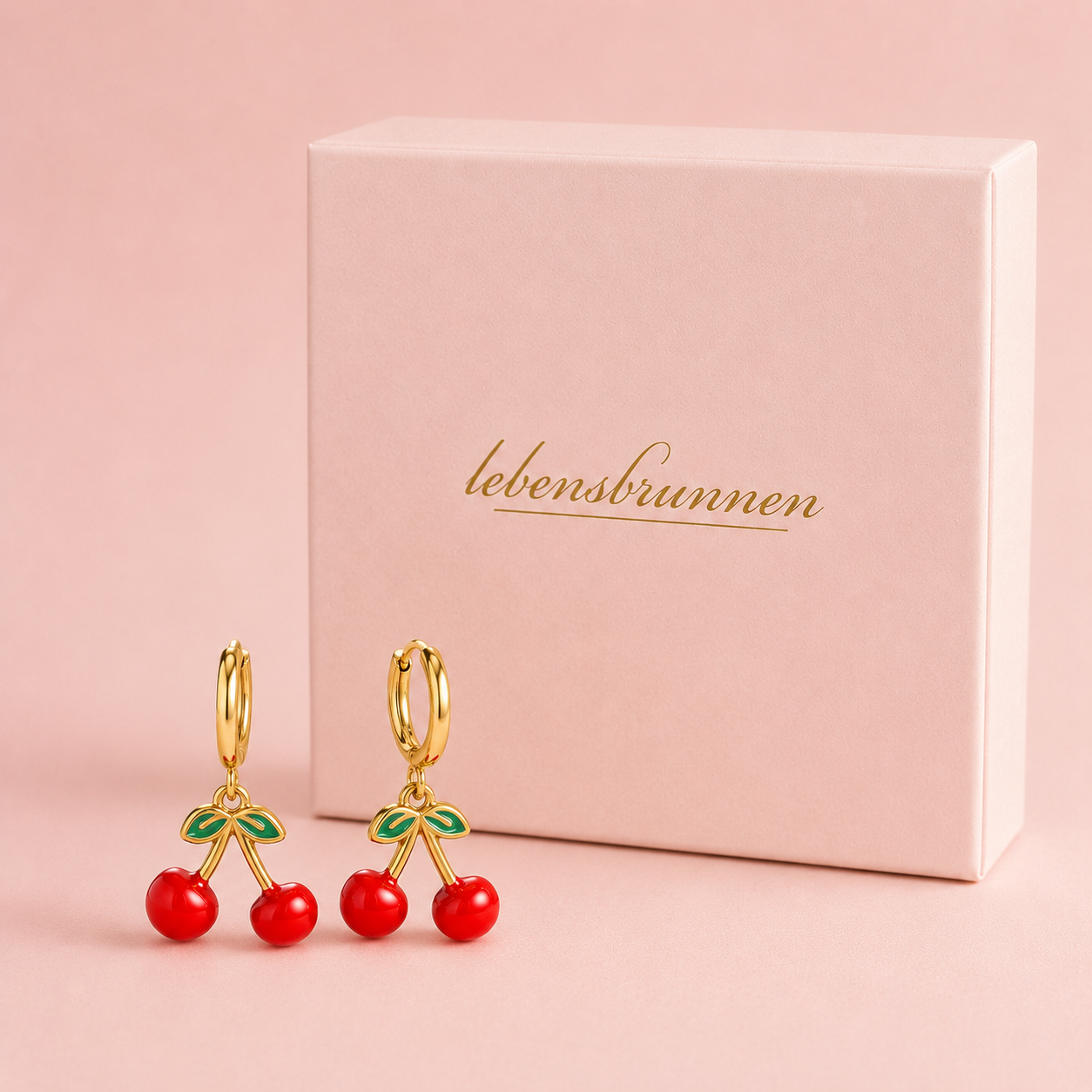 Red Cherry / Kirschen Ohrringe - vergoldet, 16*28mm