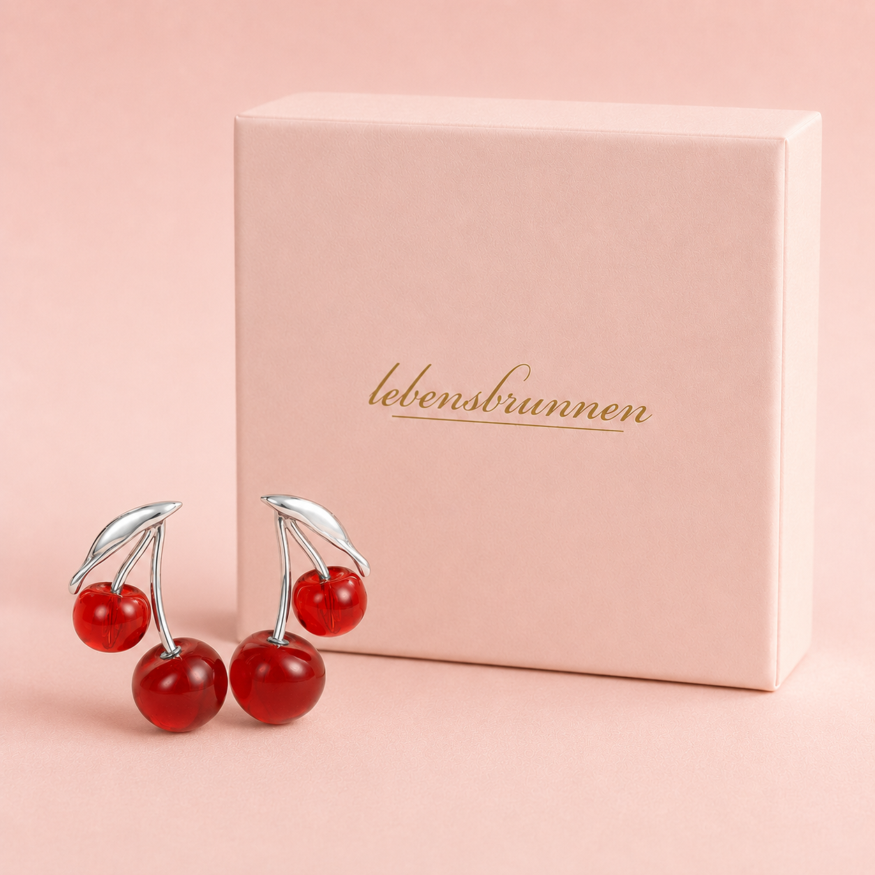 Fruchtige Ohrringe Red Cherry / Kirschen - silberfarben, 34mm