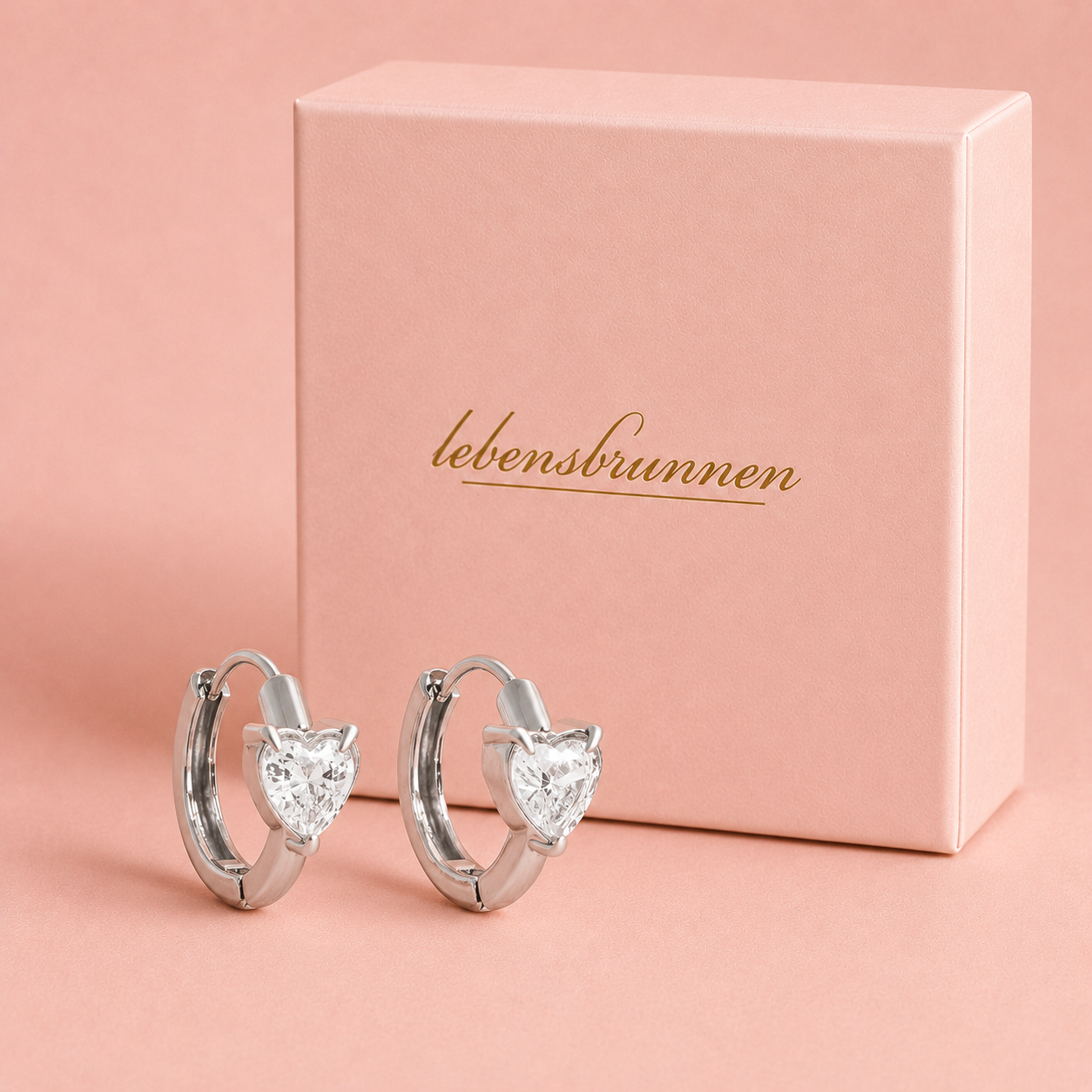 Diamond Heart Ohrringe Hoop - vergoldet, 14mm