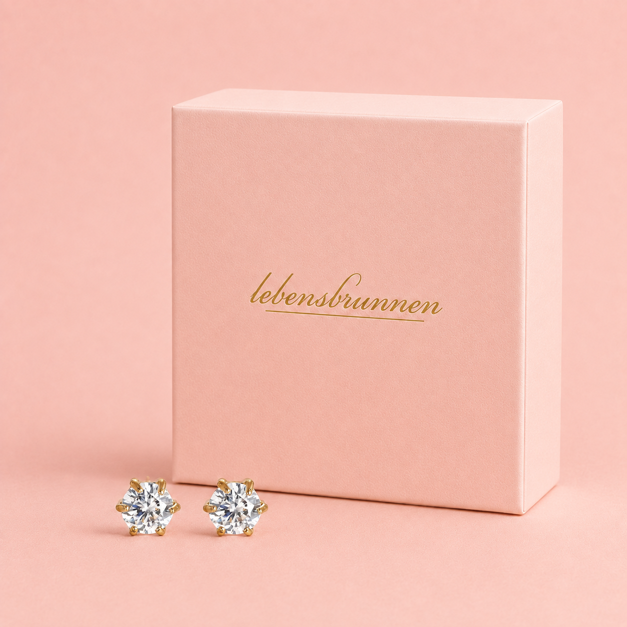 Simple Diamond Ohrringe - vergoldet, 4mm