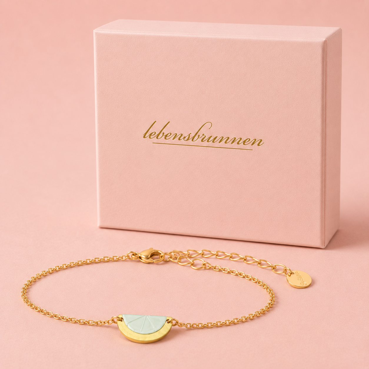 Zitronen Lemon Armband / Armkette - vergoldet, 17cm