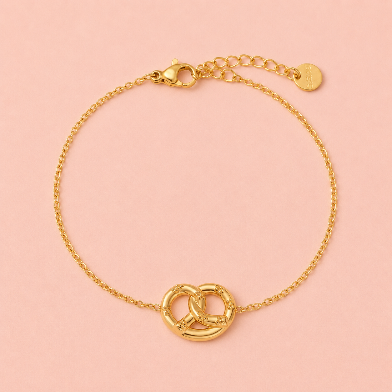 Wiesn Armband Brezel oder "Wiesnbrezn" - vergoldet, 16cm