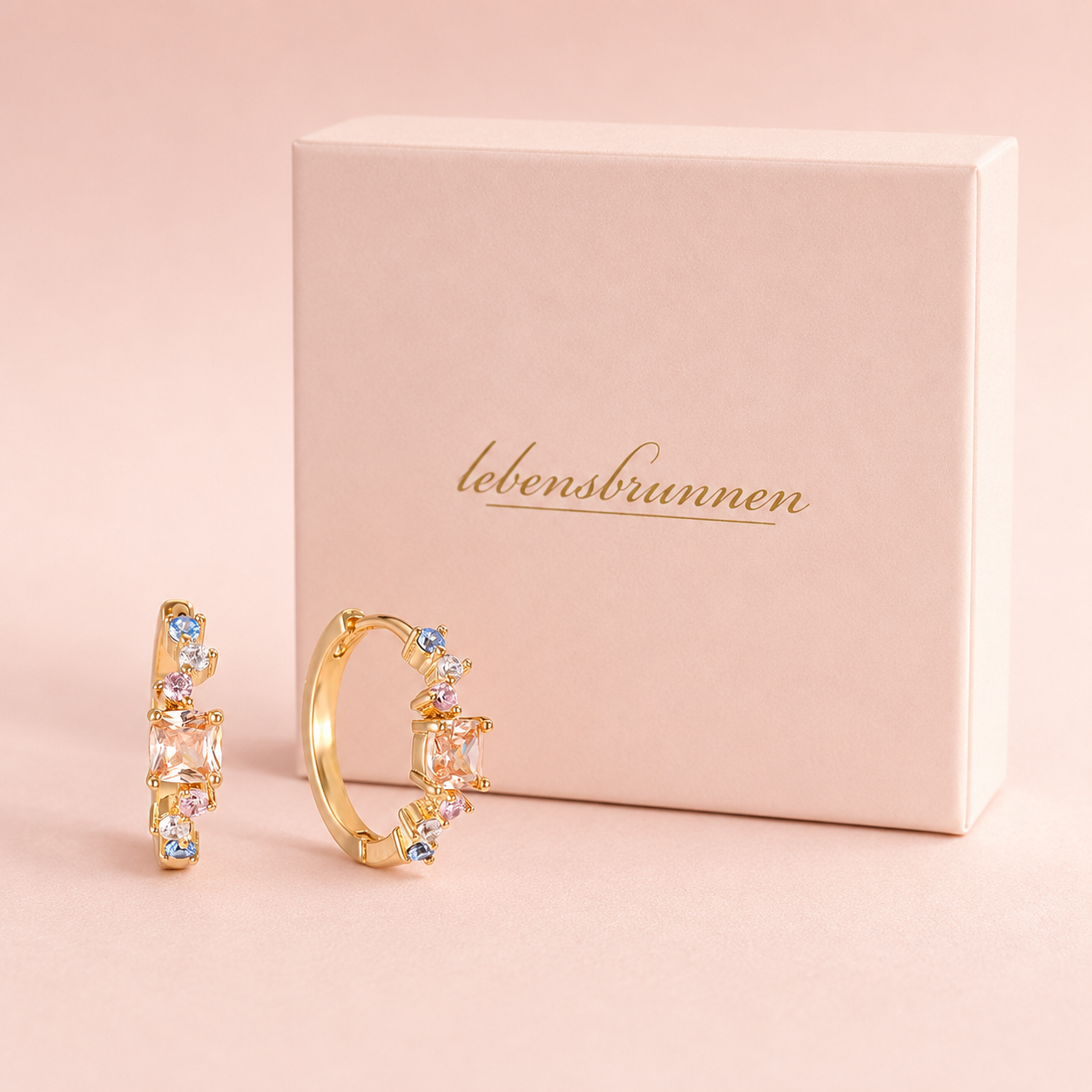 Bunte, zarte Zirkonia Creolen "Tiffany" – vergoldet, 17 mm