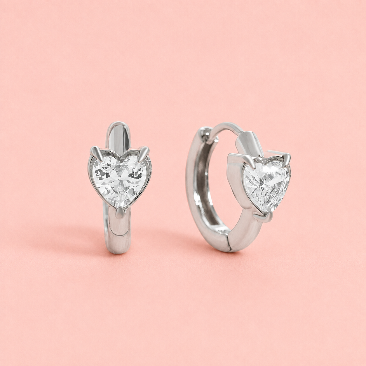 Diamond Heart Ohrringe Hoop - vergoldet, 14mm