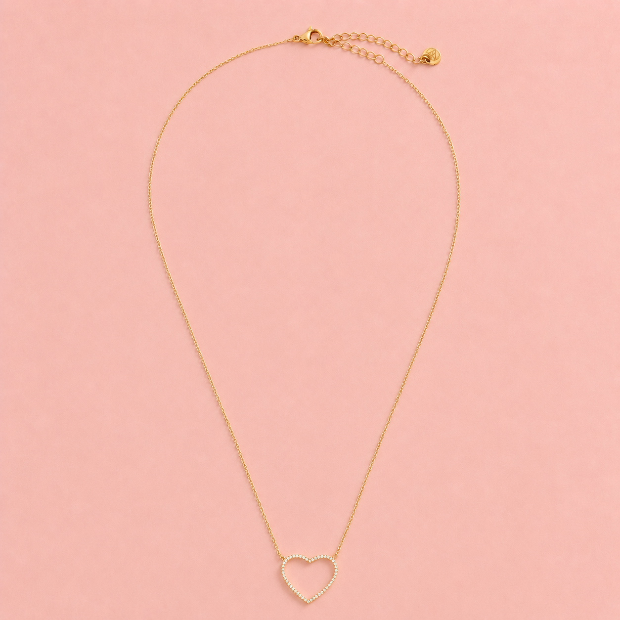 Halskette Tiny Diamonds Hollow Heart - vergoldet, 40cm