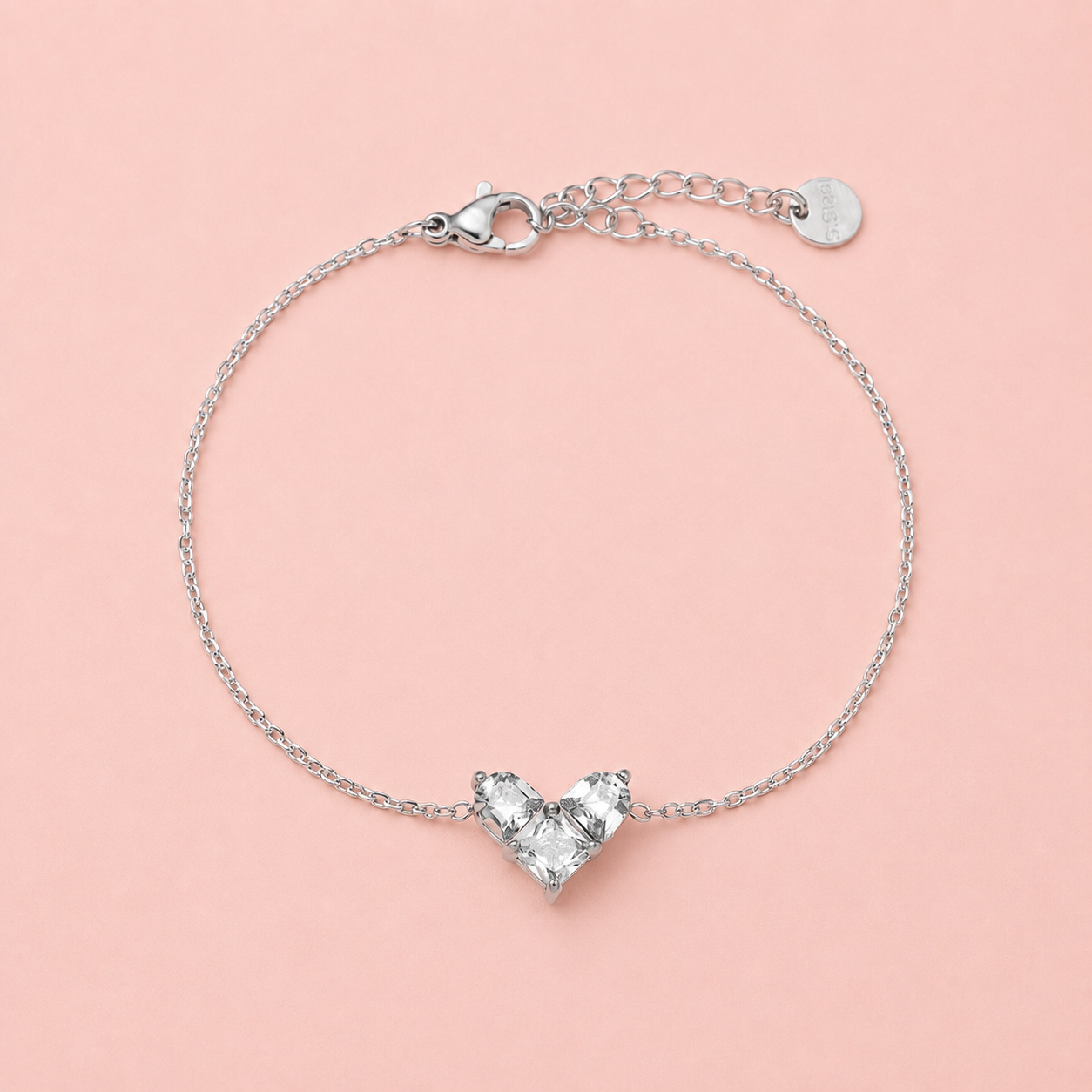 Diamond Armband "Mosaic Heart" - vergoldet, 16cm