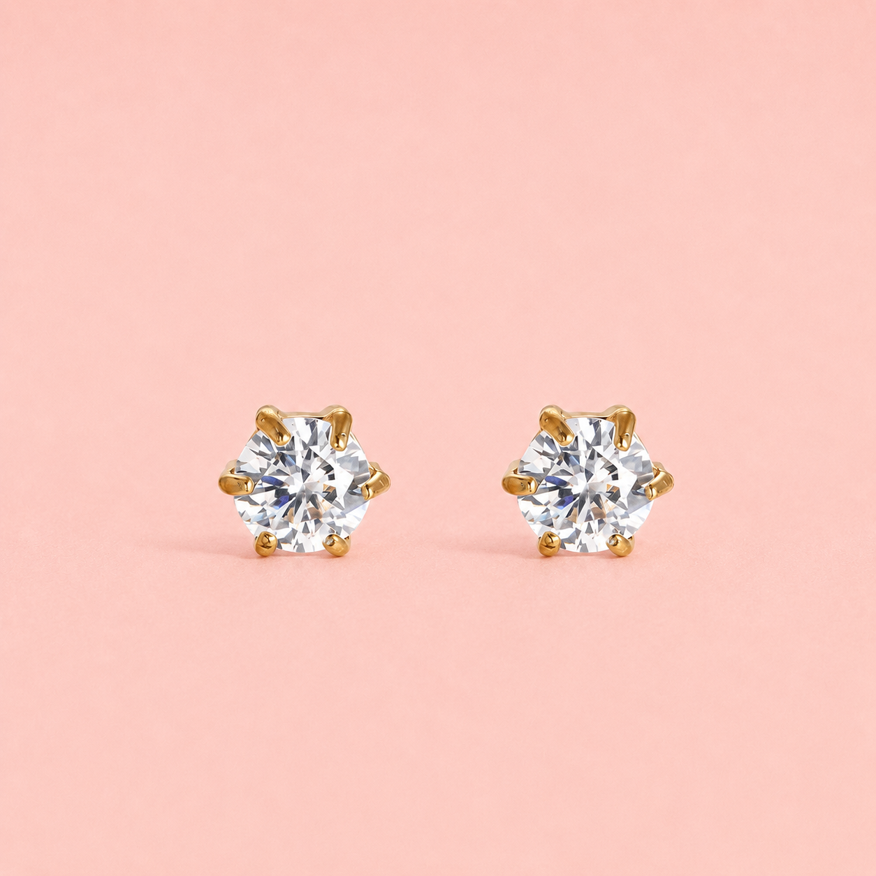 Simple Diamond Ohrringe - vergoldet, 4mm