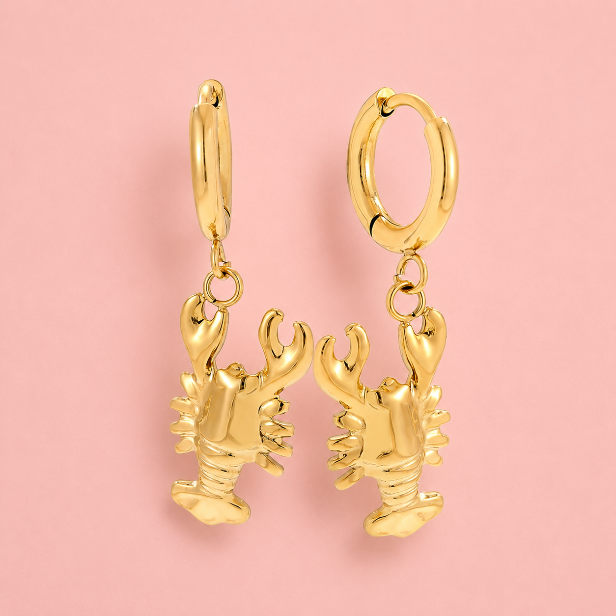 Hummer / Lobster Ohrringe – vergoldet, 34 mm