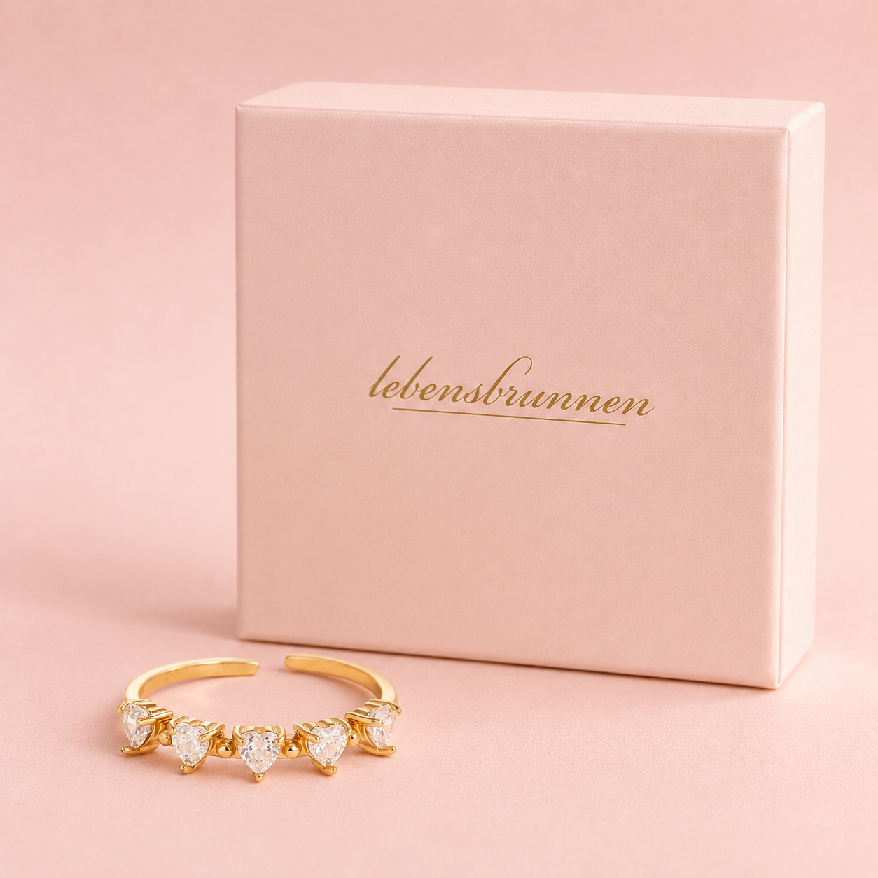 Verstellbarer Kronen Ring "Regina", vergoldet