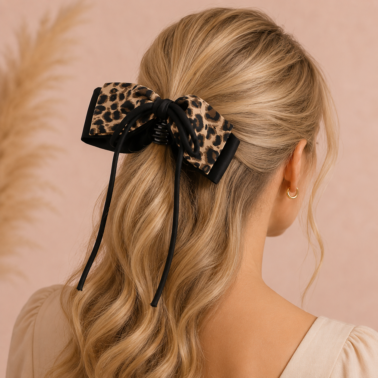 Big Leopard Print Browtie Haarklammer