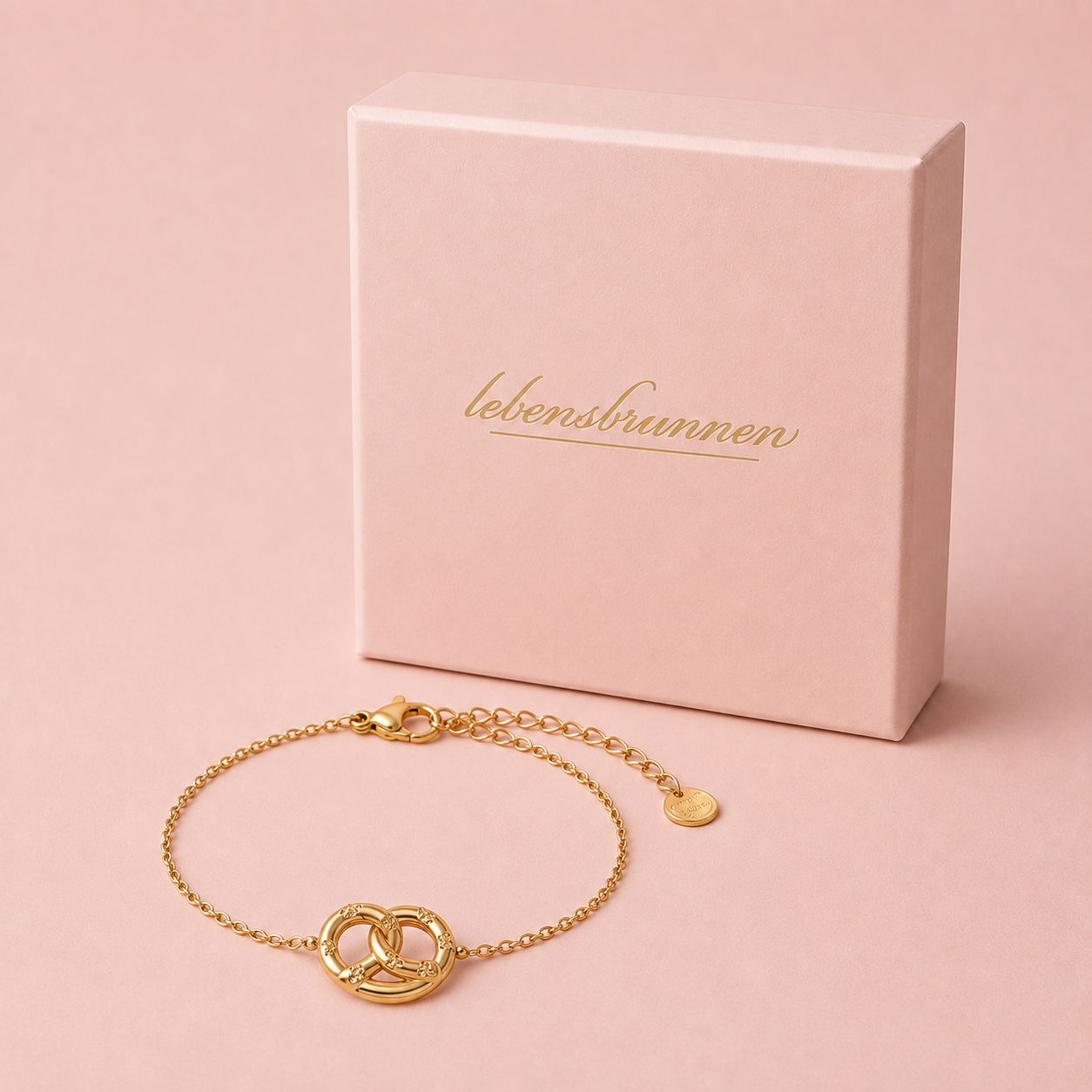 Wiesn Armband Brezel oder "Wiesnbrezn" - vergoldet, 16cm