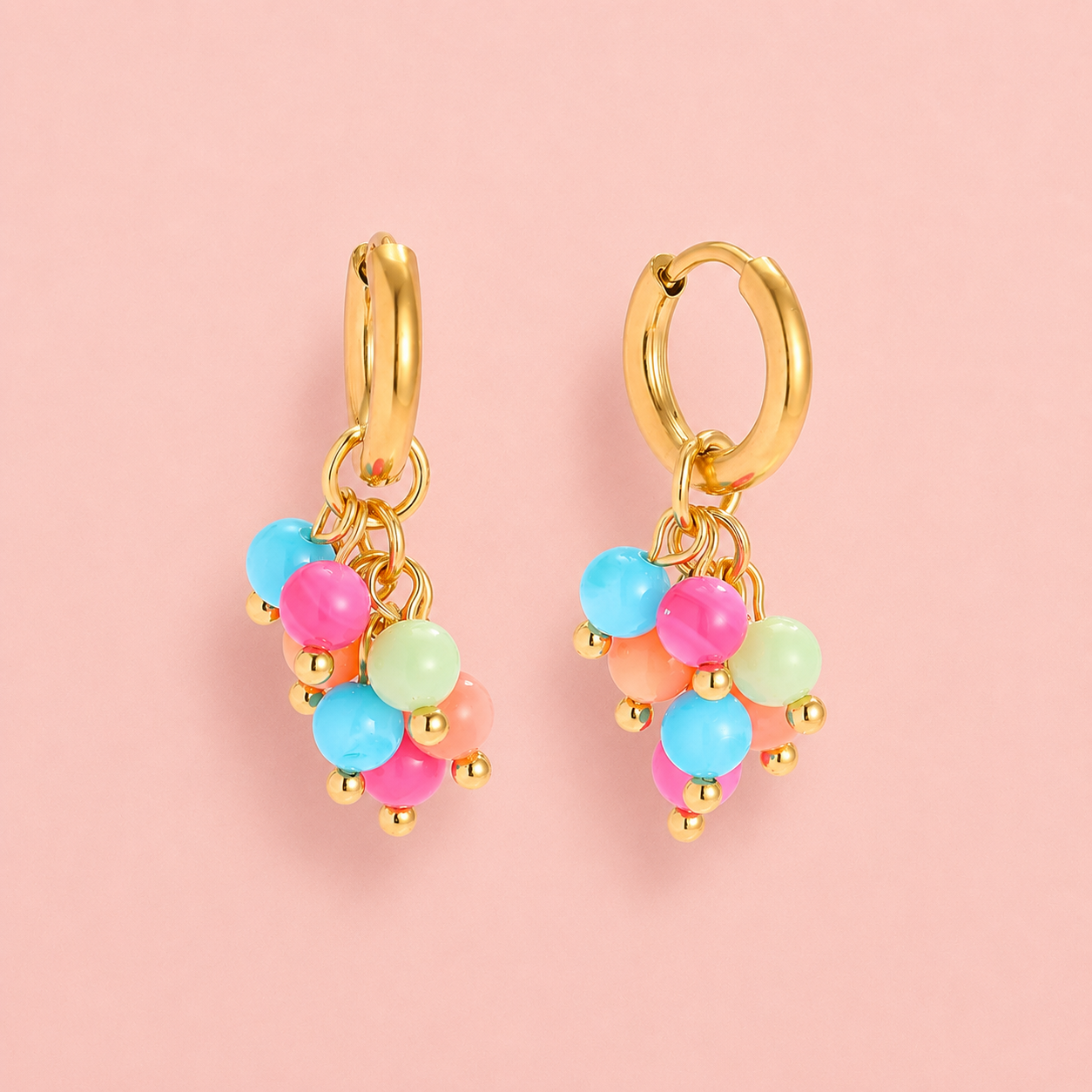 Bunte Bubble Ohrringe "Birthday" – vergoldet, 28 × 12 mm