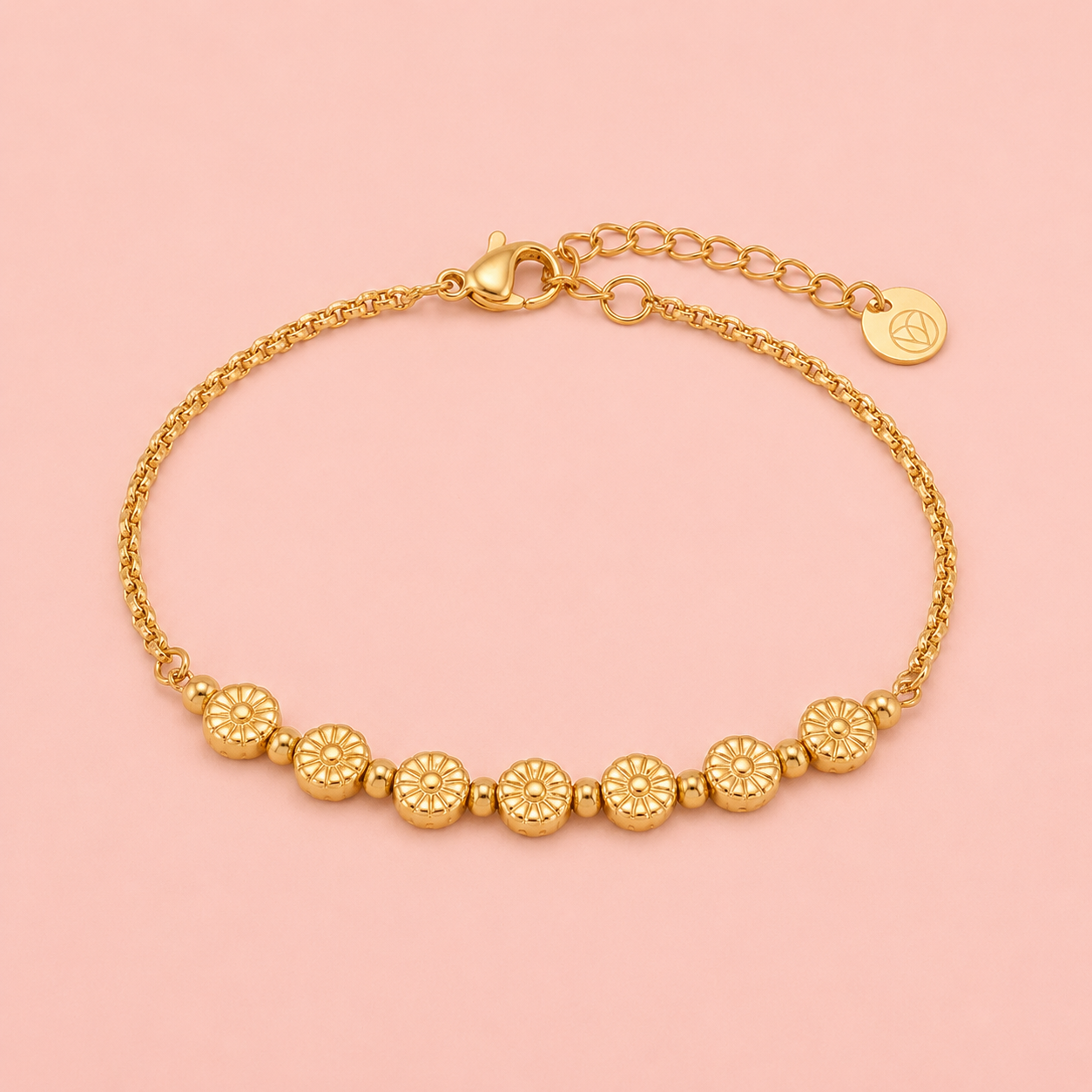 Filigranes Blumen Armband – vergoldet, 17 + 3 cm