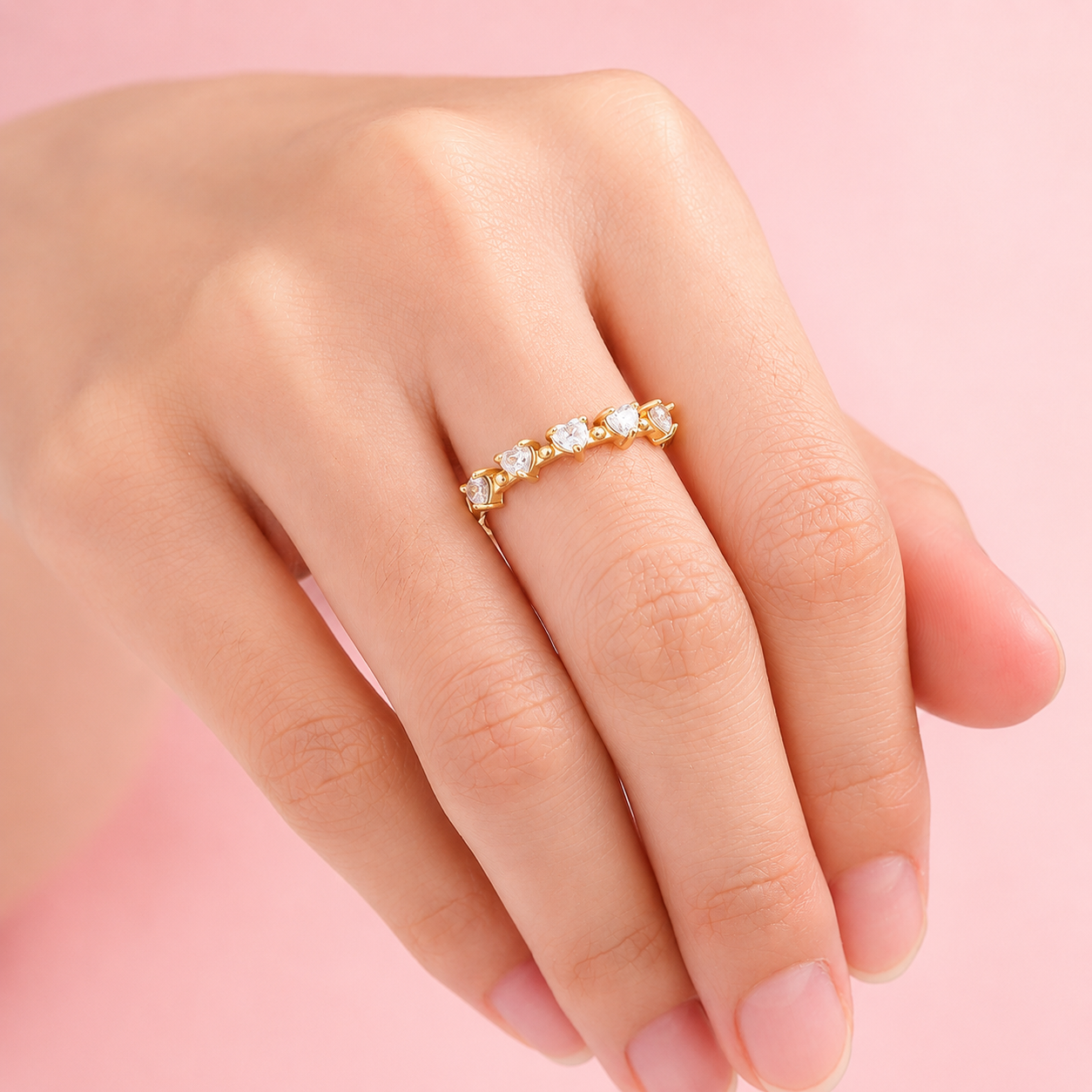 Verstellbarer Kronen Ring "Regina", vergoldet