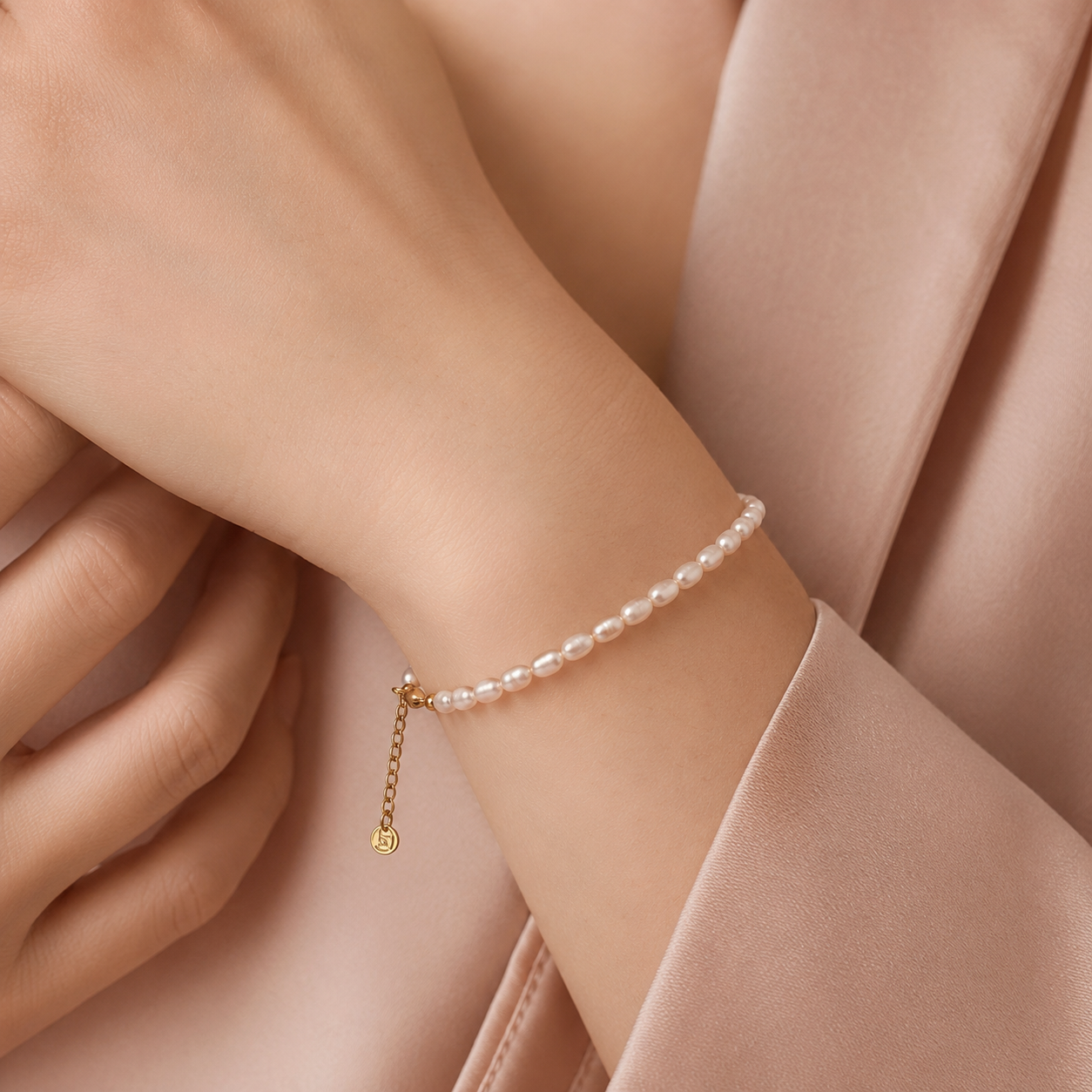 Zartes Armband mit echten Süßwasserperlen – 16 + 3 cm