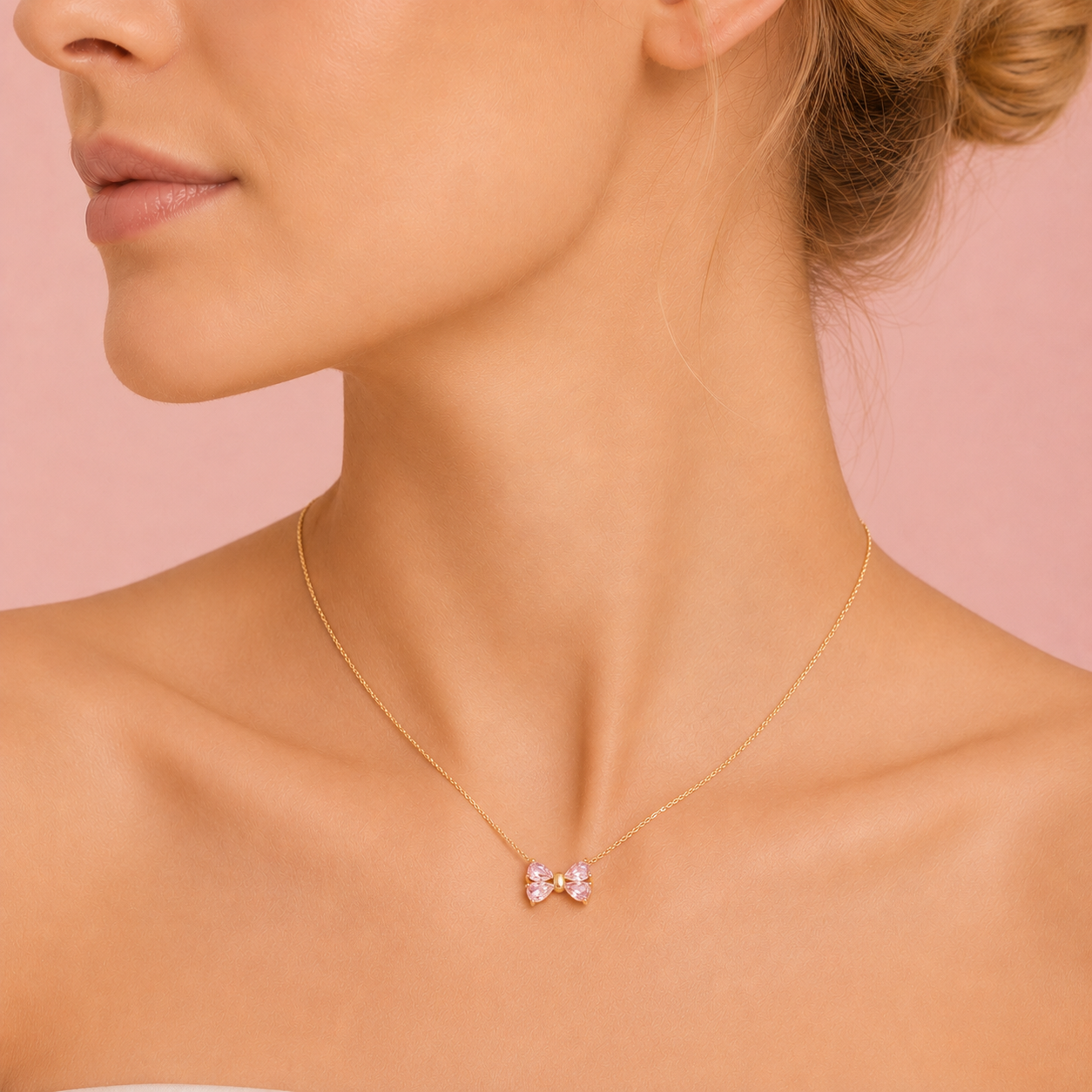 Halskette Fancy Diamond Bowtie - vergoldet, 43cm