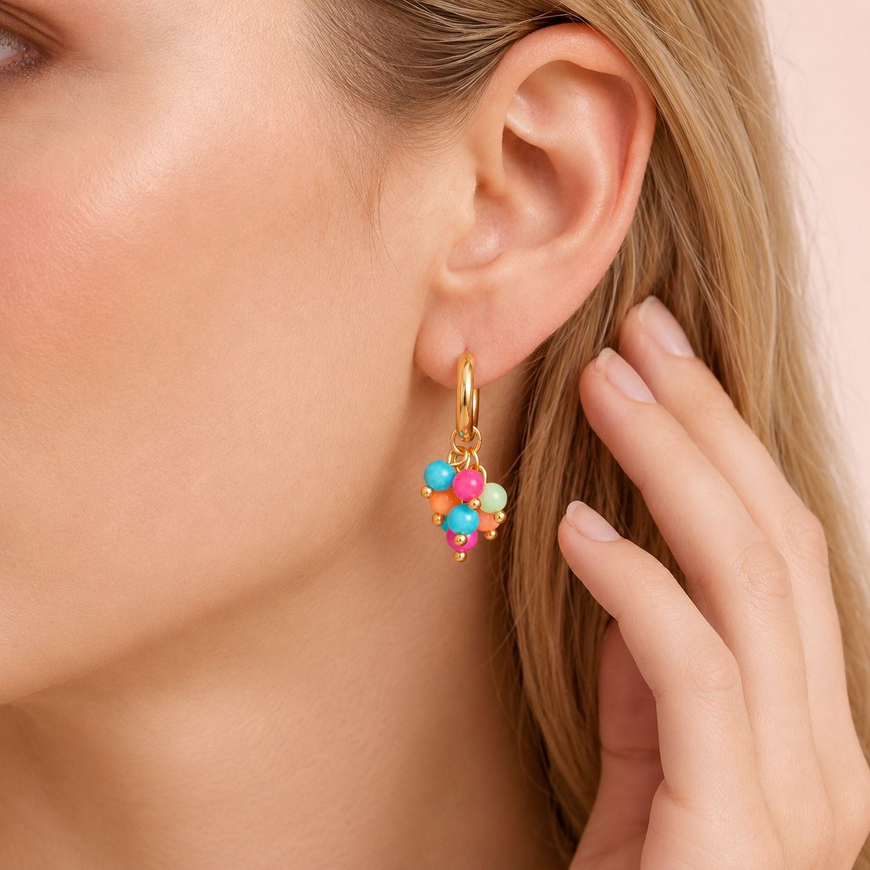 Bunte Bubble Ohrringe "Birthday" – vergoldet, 28 × 12 mm