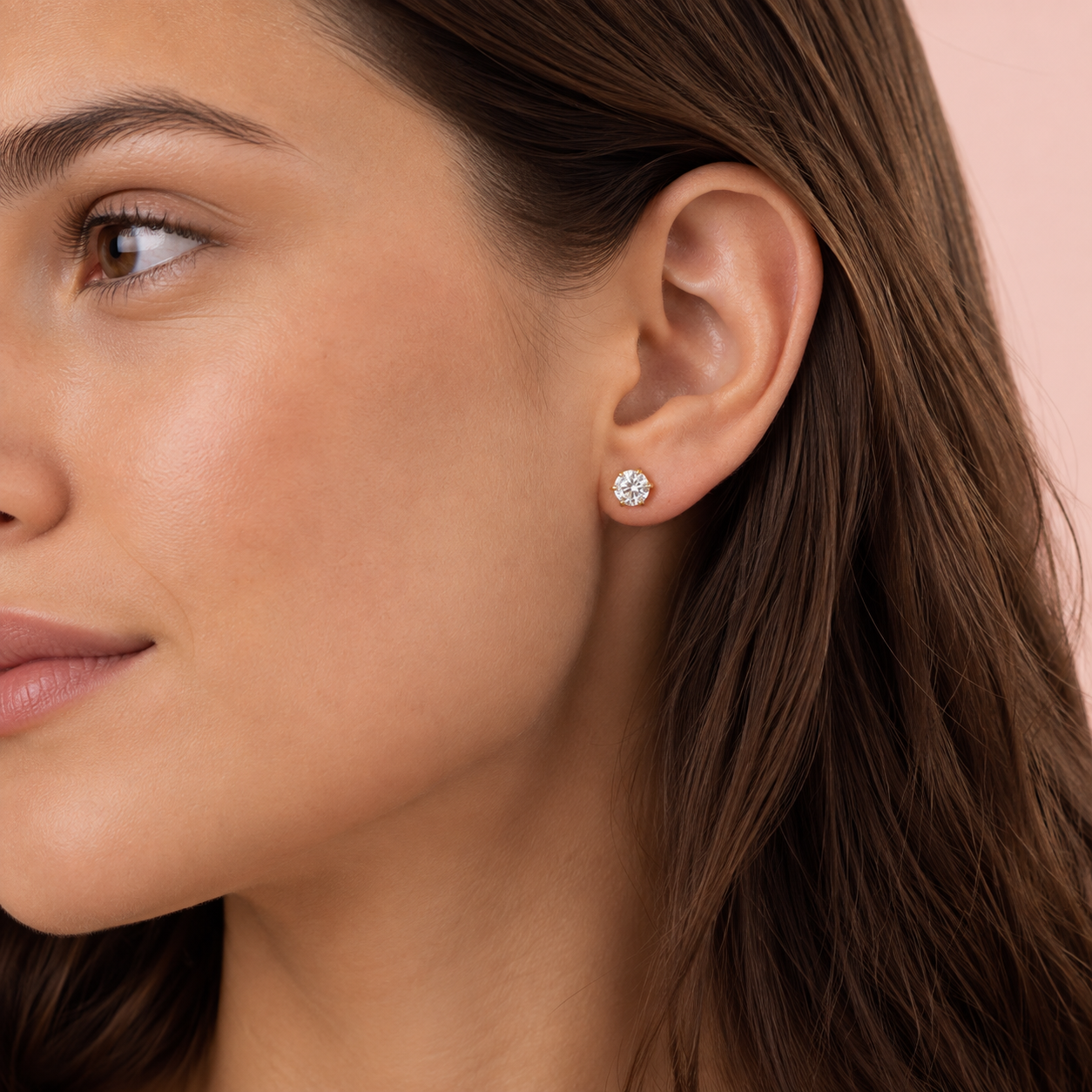 Simple Diamond Ohrringe - vergoldet, 4mm