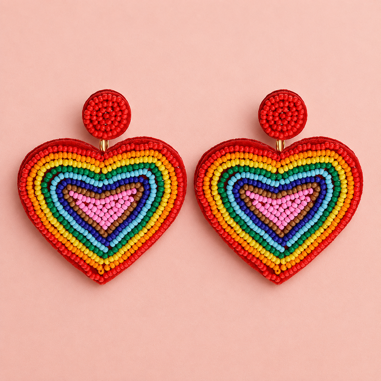 Regenbogen Ohrringe mit bunten Perlen "Pride" – 60 mm