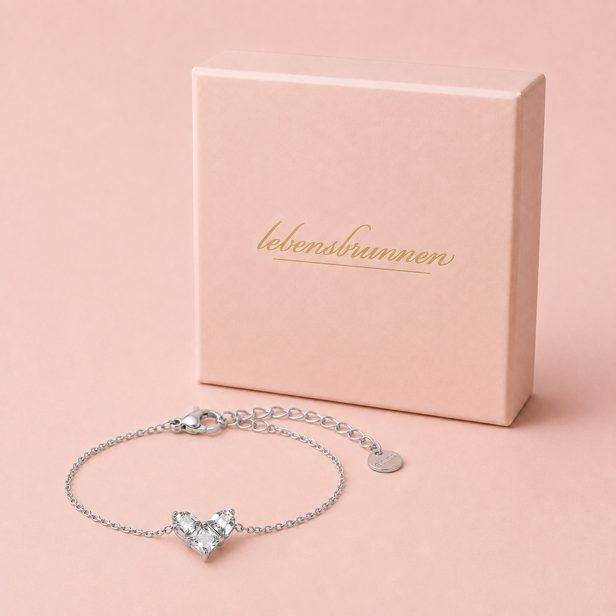 Diamond Armband "Mosaic Heart" - vergoldet, 16cm