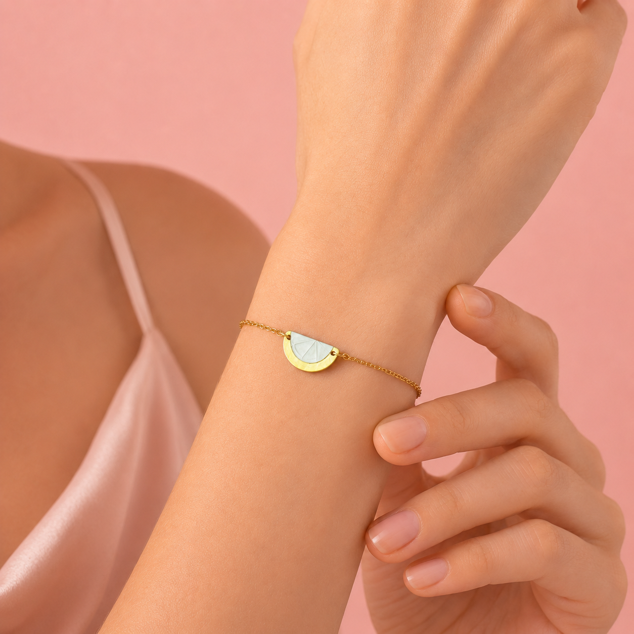 Zitronen Lemon Armband / Armkette - vergoldet, 17cm